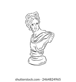 A line drawn illustration of a black and white female bust. Drawn in a sketchy style.