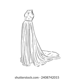 A line drawn illustration of a boho sleeveless dress, which could be used for bridal boutiques, wedding blogs and so much more. Vectorised for a wide range of uses.