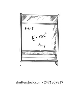 A line drawn illustration of an old school vintage blackboard, drawn by hand in a sketchy style.