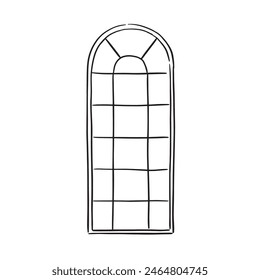 A line drawn illustration of an outdoor mirror or window in black and white. Drawn by hand in a sketchy style and vectorised for a variety of uses	