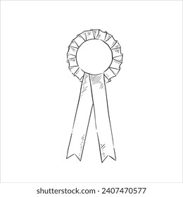 A line drawn rosette in a black and white sketchy style. Perfect to add your own number. Hand drawn and digitally recreated as a vector file. 