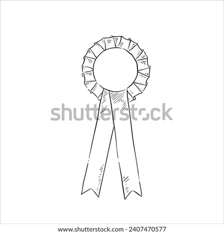 A line drawn rosette in a black and white sketchy style. Perfect to add your own number. Hand drawn and digitally recreated as a vector file. 