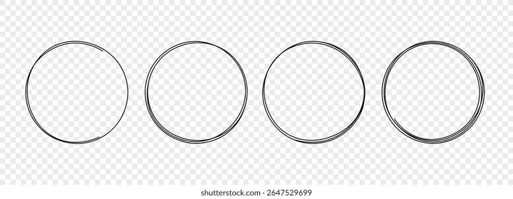 Traçado do quadro redondo desenhado da linha. Esboço linha caneta mão forma doodle contorno pincel logotipo circular.