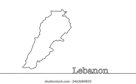 Line drawn silhouette of Lebanon. A small state located in the Middle East. Vector illustration for different uses.