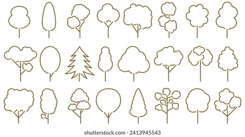 Line drawn trees. A collection of tree illustrations. Wood for every taste. EPS 10.