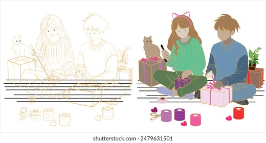 line drawng of gift making 6000x3000.eps
