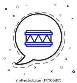 Line Drum icon isolated on white background. Music sign. Musical instrument symbol. Colorful outline concept. Vector Illustration