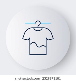 Icono de ropa de secado de línea aislado en fondo blanco. Camiseta limpia. Lávese la ropa en una cuerda con espinas de tela. Cuidado de la ropa y limpieza. Concepto de esquema colorido. Vector
