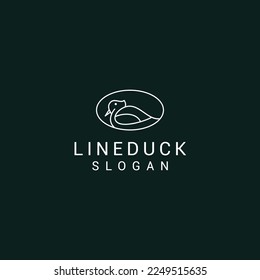 Line duck logo design icon vector