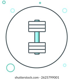 Line Dumbbell icon isolated on white background. Muscle lifting icon, fitness barbell, gym, sports equipment, exercise bumbbell. Colorful outline concept. Vector