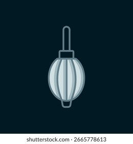 Línea Icono de soplador de polvo aislado sobre fondo negro. Plumero de aire. Limpiador de lentes. Limpieza del sensor de la cámara. Estilo de contorno relleno plano con sombra. Vector