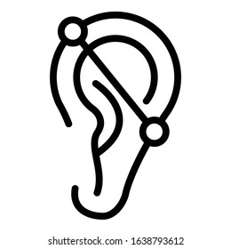 Line ear piercing icon. Outline line ear piercing vector icon for web design isolated on white background