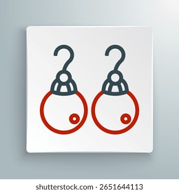Linha Brincos ícone isolado no fundo branco. Acessórios para joias. Conceito de contorno colorido. Vetor