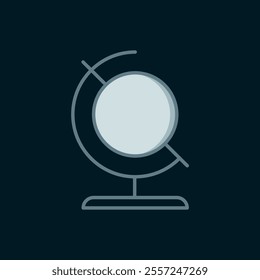 Line Earth globe icon isolated on black background. Flat filled outline style with shadow. Vector