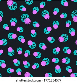 Line Earth-Globus mit E-Mail-Symbol einzeln auf schwarzem Hintergrund. E-Mail mit Symbolen umschließen. E-Mail-Nachrichtenzeichen.  Vektorgrafik