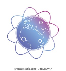 line earth planet with orbits arrow