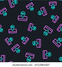 Line Earthquake icon isolated seamless pattern on black background.  Vector