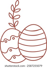 Line Easter Composition With Eggs Vector Illustration
