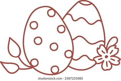 Line Easter Composition With Eggs Vector Illustration