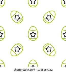 Line Easter egg icon isolated seamless pattern on white background. Happy Easter.  Vector Illustration