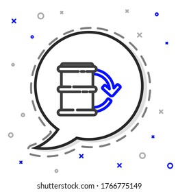 Line Eco fuel barrel icon isolated on white background. Eco bio and barrel. Green environment and recycle. Colorful outline concept. Vector Illustration