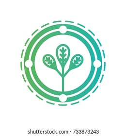 line ecology emblem with plant inside