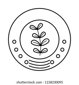 line ecology emblem sticker with plant icon