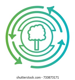 line ecology emblem with tree inside