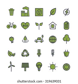 Line ecology icons. Vector set 
