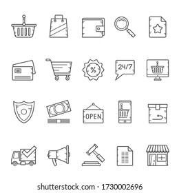 Iconos de comercio electrónico y compras de línea - conjunto de iconos vectoriales