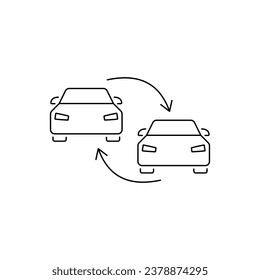 Line editable car, auto exchange, rent vector icon