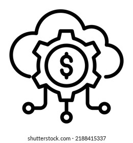 Line editable icon of a cloud money