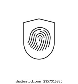 Line editable shield, guard icon with security fingerprint
