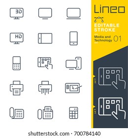 Line Editable Stroke - Media and Technology line icons
Vector Icons - Adjust stroke weight - Expand to any size - Change to any colour