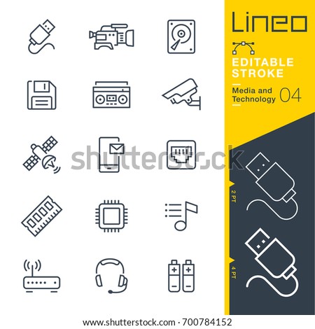 Line Editable Stroke - Media and Technology line icons
Vector Icons - Adjust stroke weight - Expand to any size - Change to any colour