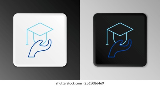 Line Education grant icon isolated on grey background. Tuition fee, financial education, budget fund, scholarship program, graduation hat. Colorful outline concept. Vector