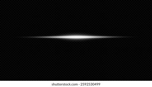  Line effect with of an abstract look. speed vector illustration of a road. white laser beams are on a black background. white lens flash. The horizontal rays are glowing in the dark. PNG