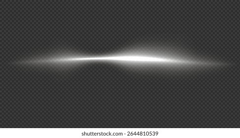  Line effect with of an abstract look. speed vector illustration of a road. white laser beams are on a black background. white lens flash. The horizontal rays are glowing in the dark. PNG