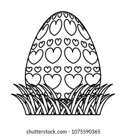 line egg easter holiday with hearts decoration