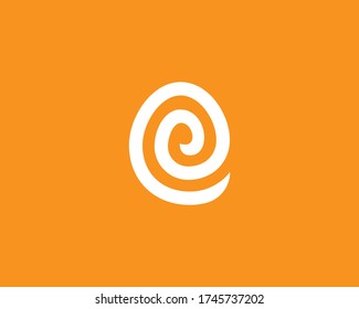 Line egg spiral vector sign symbol logotype. Abstract line letter E logo icon 