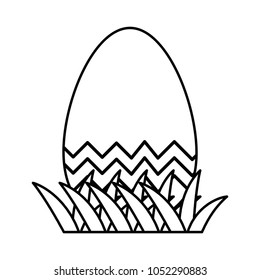 line eggs easter with decoration figures style