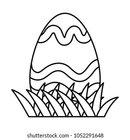 line eggs easter with figures decoration style