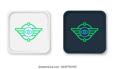 Line Egyptian symbol Winged sun icon isolated on white background. Colorful outline concept. Vector
