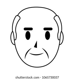 line elderly man head with hair design