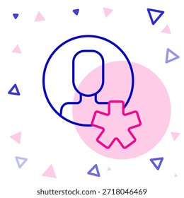 Línea Icono de empleado elegido aislado sobre fondo blanco. Caza de cabezas. Objetivo empresarial o empleo. Recursos humanos y contratación para empresas. Concepto de contorno colorido. Vector