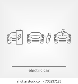 Line Electric Car Icons