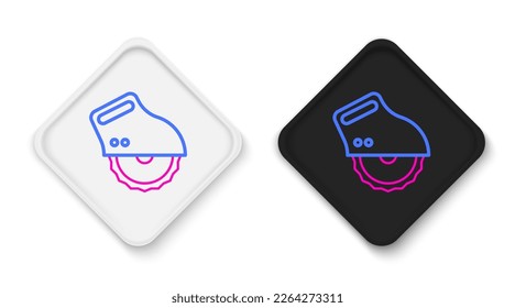 Line Electric circular saw with steel toothed disc icon isolated on white background. Electric hand tool for cutting wood or metal. Colorful outline concept. Vector