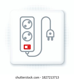 Line Electric extension cord icon isolated on white background. Power plug socket. Colorful outline concept. Vector