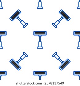 Line Electric heater icon isolated seamless pattern on white background. Infrared floor heater with remote control. House climate control. Colorful outline concept. Vector
