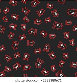 Line Electric kettle icon isolated seamless pattern on black background. Teapot icon.  Vector